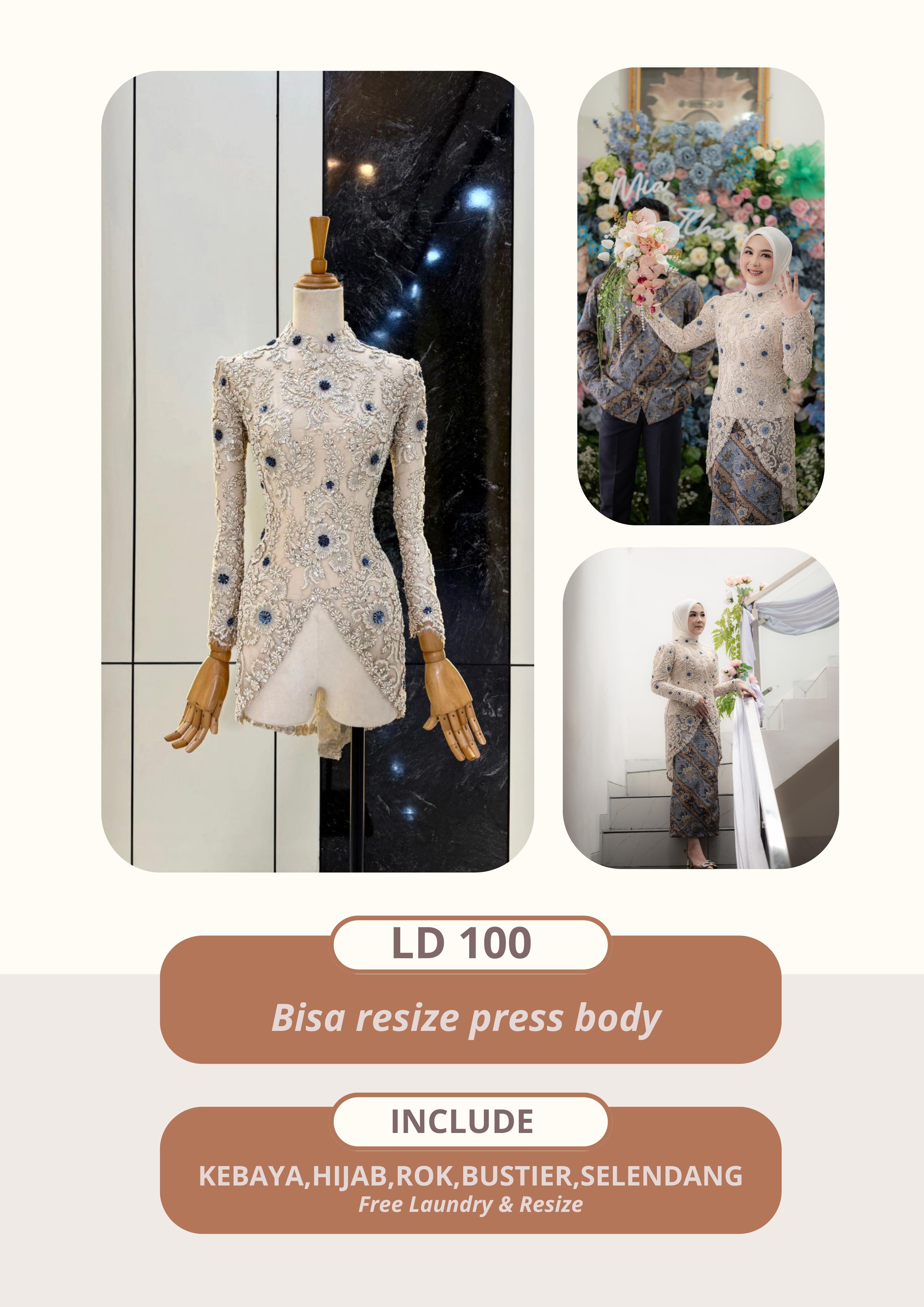 Kebaya Sonia Nude cream Ivory