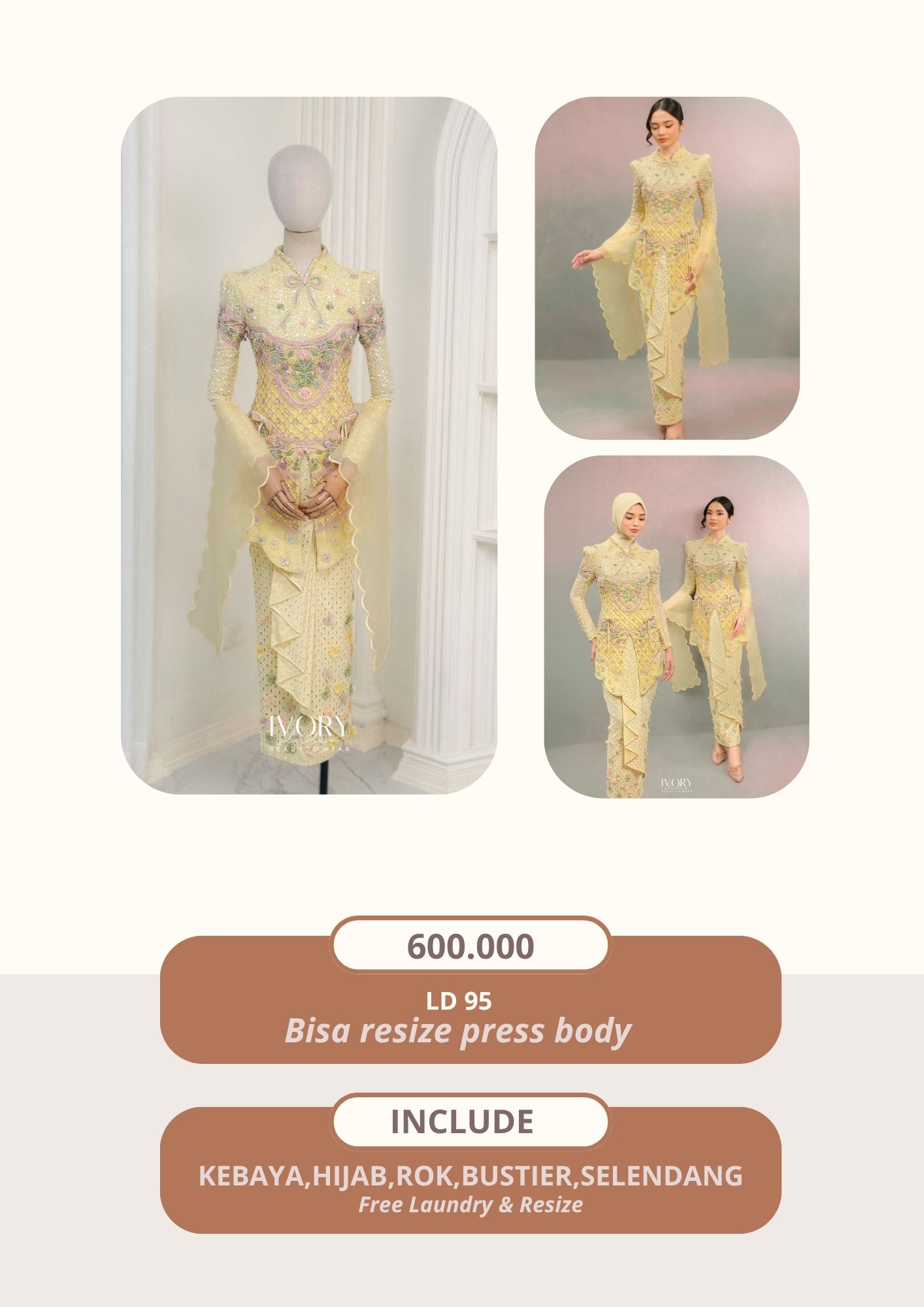Ivory studio | kasiruta asha kebaya in butter  (ROK TIDAK SAMA DENGAN FOTO)