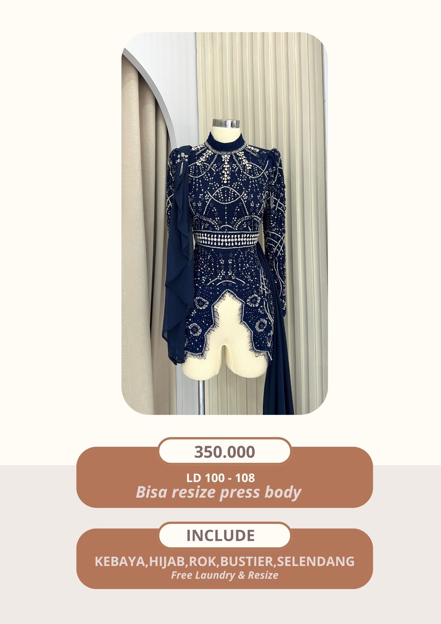 Kebaya Vanandra Navy permata