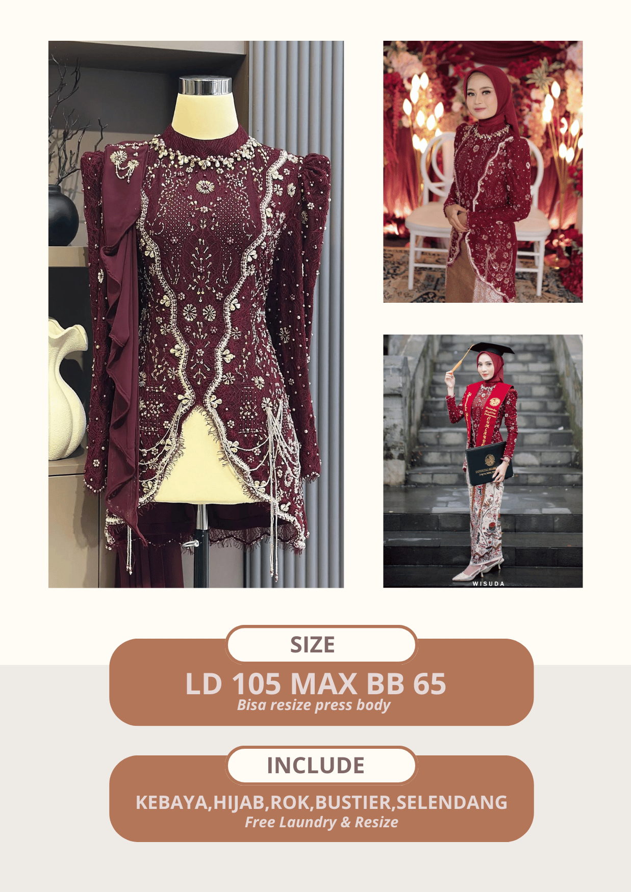 Kebaya Oliva Maroon
