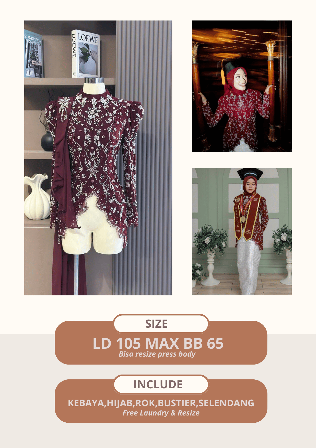 Kebaya Arabella Maroon