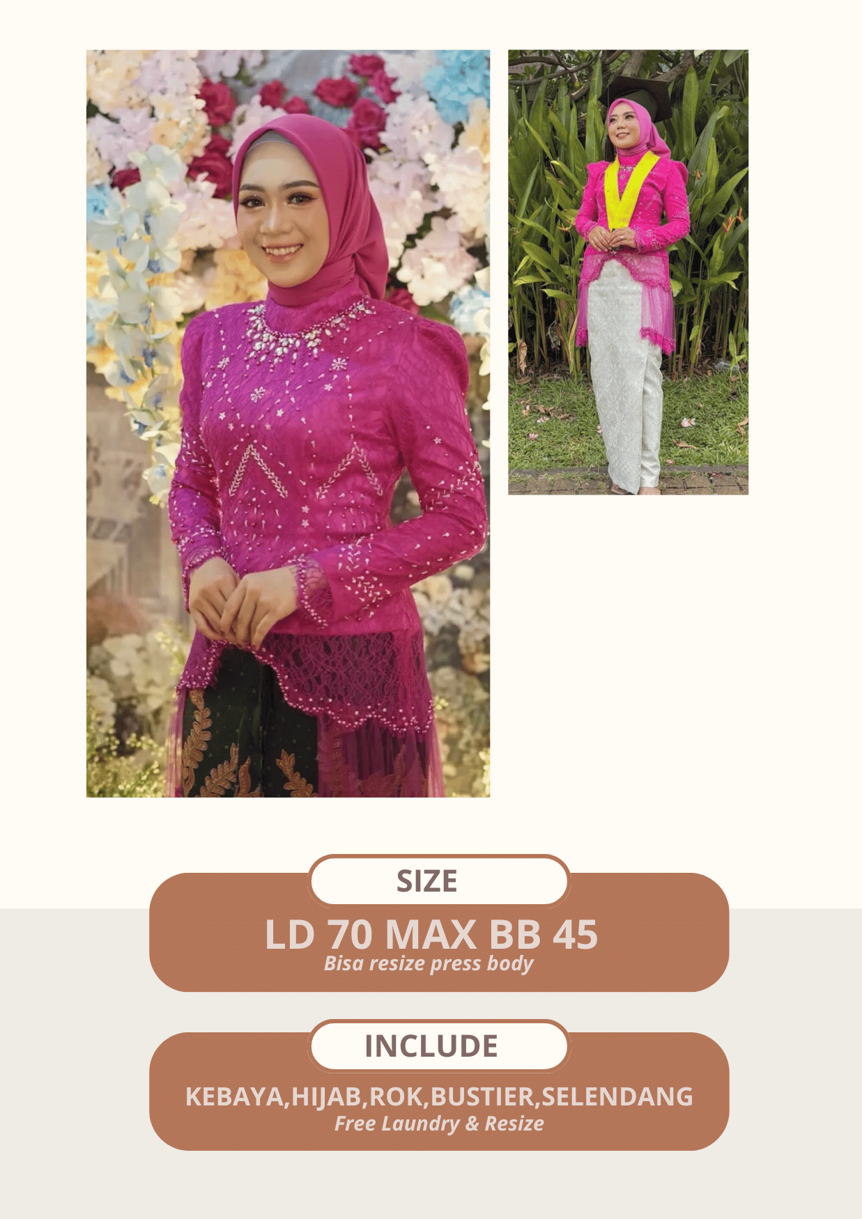 Kebaya Sonia Pink Fuchia