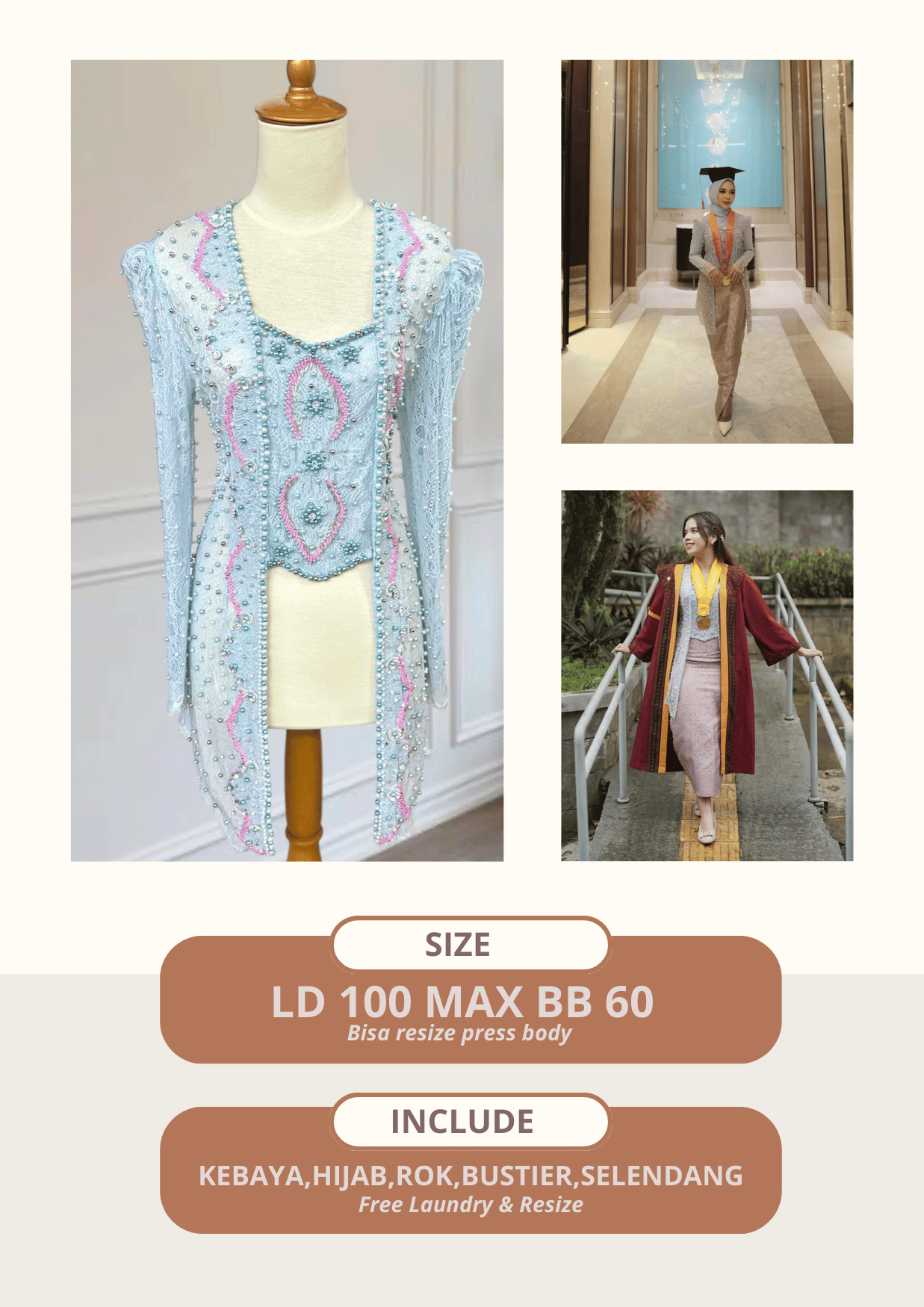 Kebaya Sunny Ice blue kutubaru (hijab&non hijab)