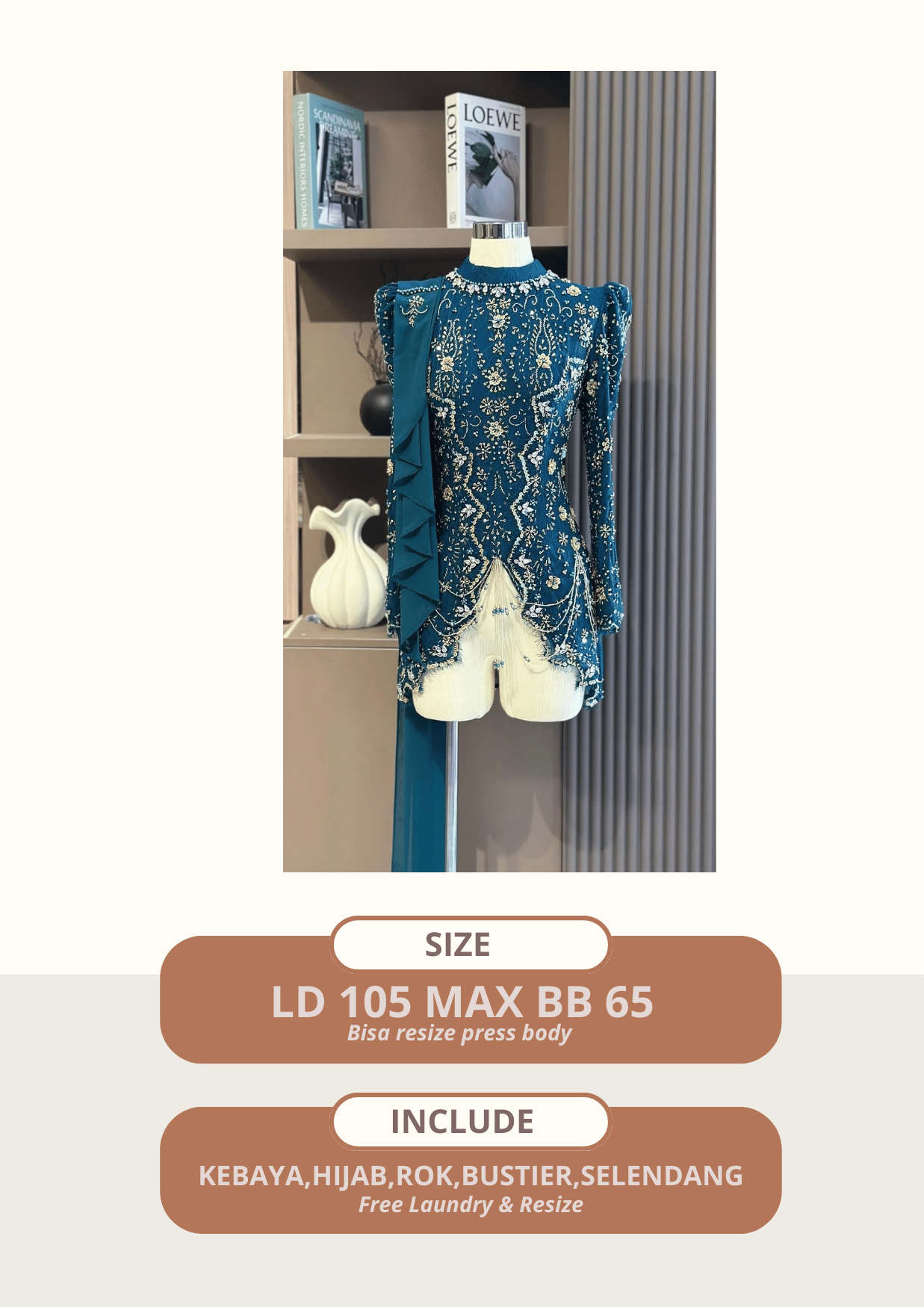 Kebaya Kamelia Emerald Blue