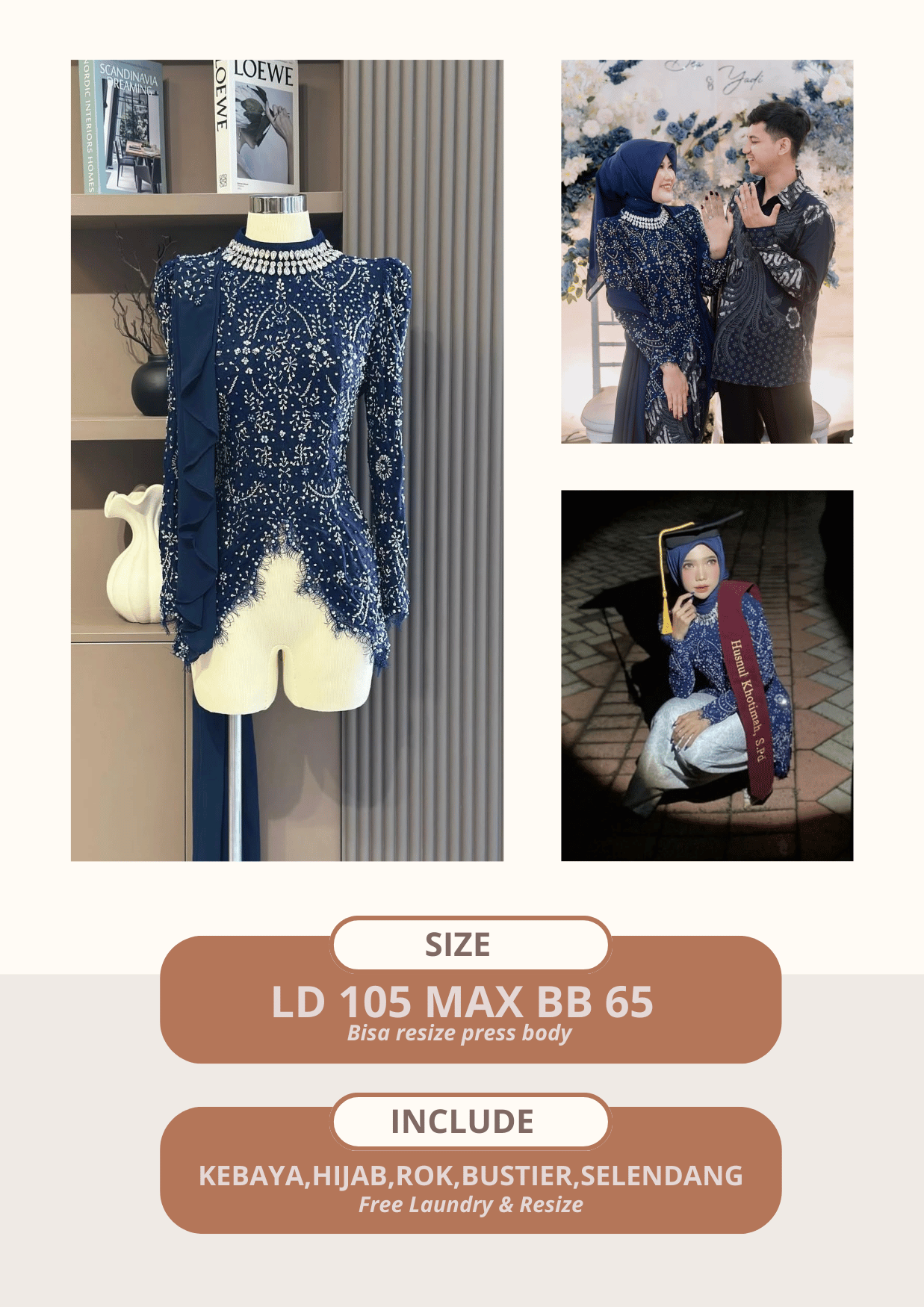 Kebaya Rachelia Navy Permata