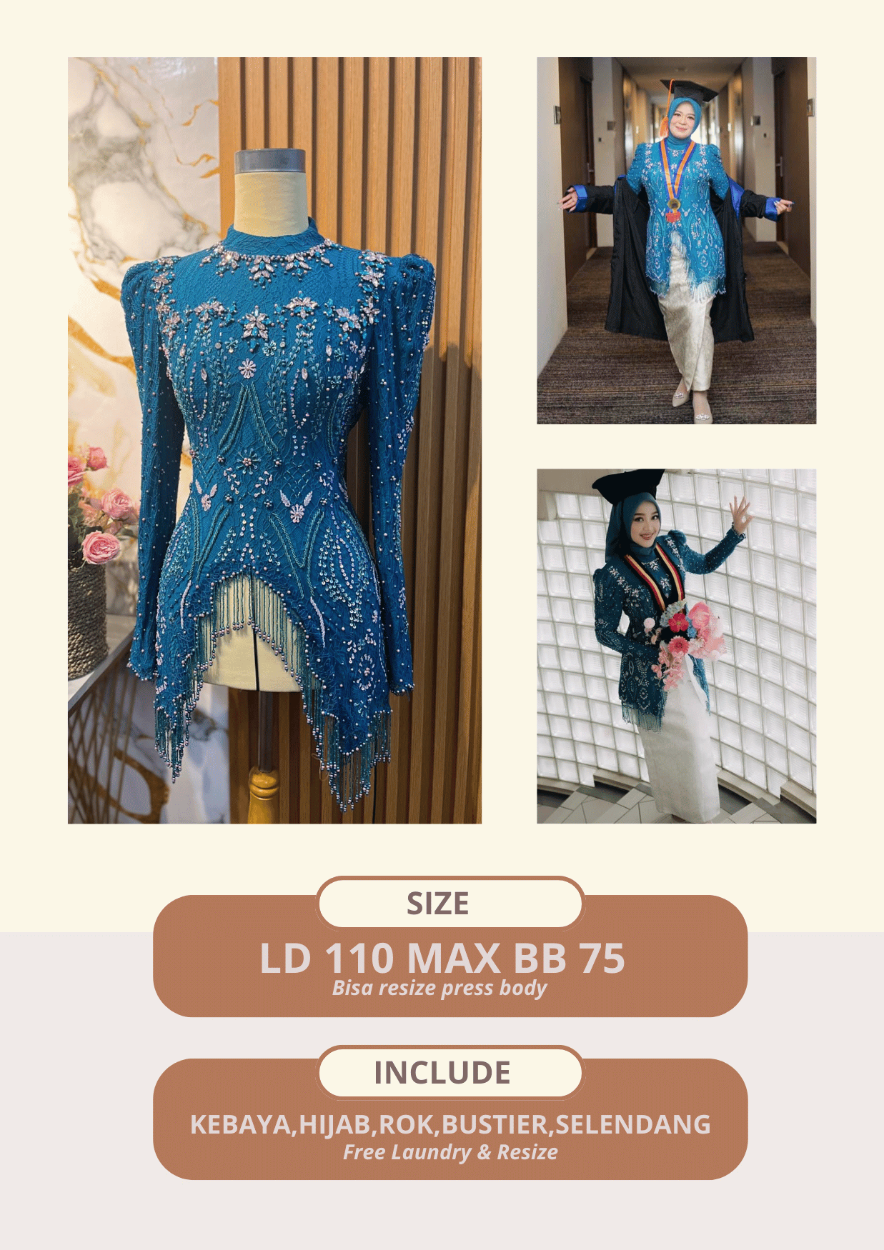 Kebaya Yunia Emerald blue