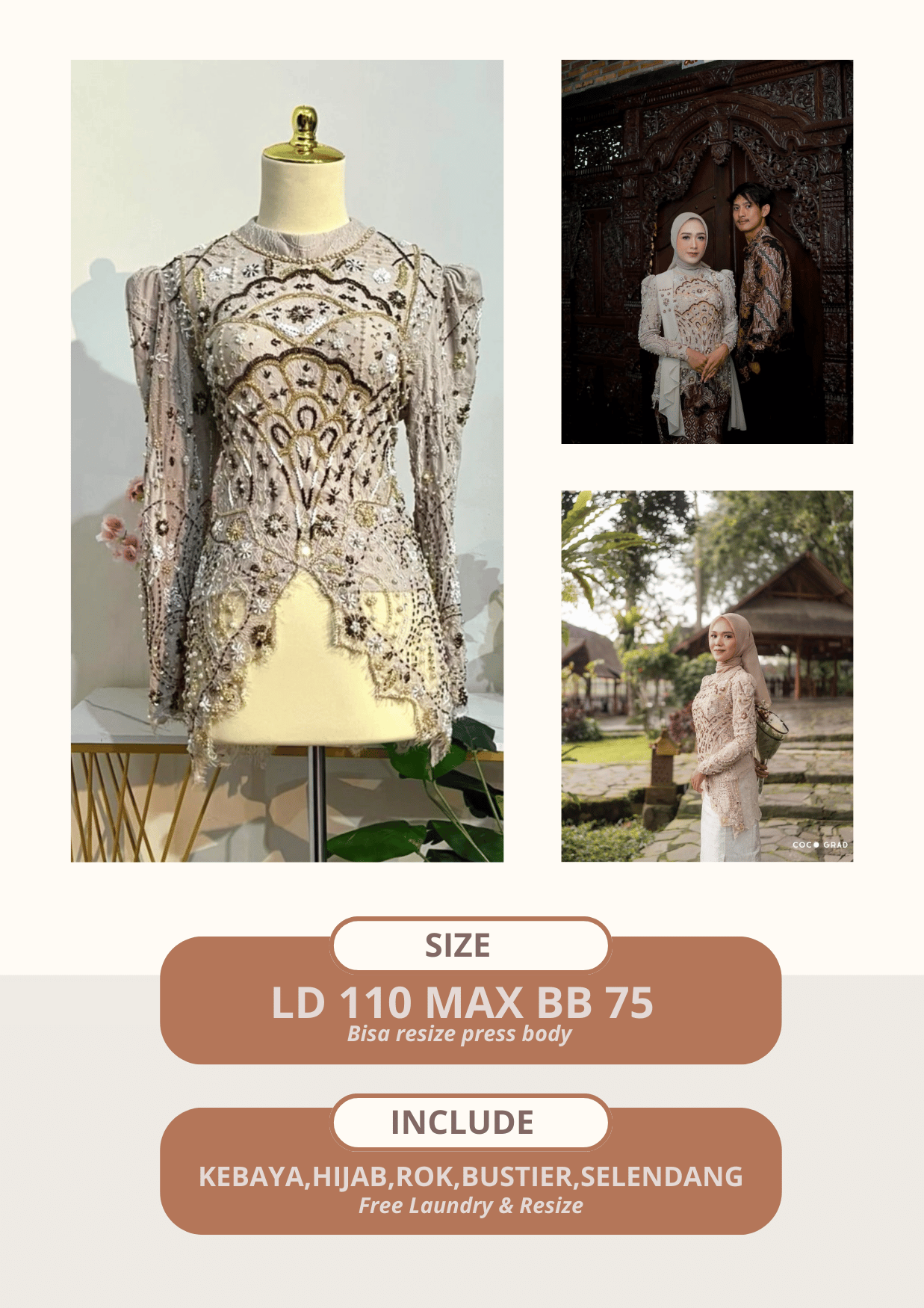 Kebaya Delena Nude Cream