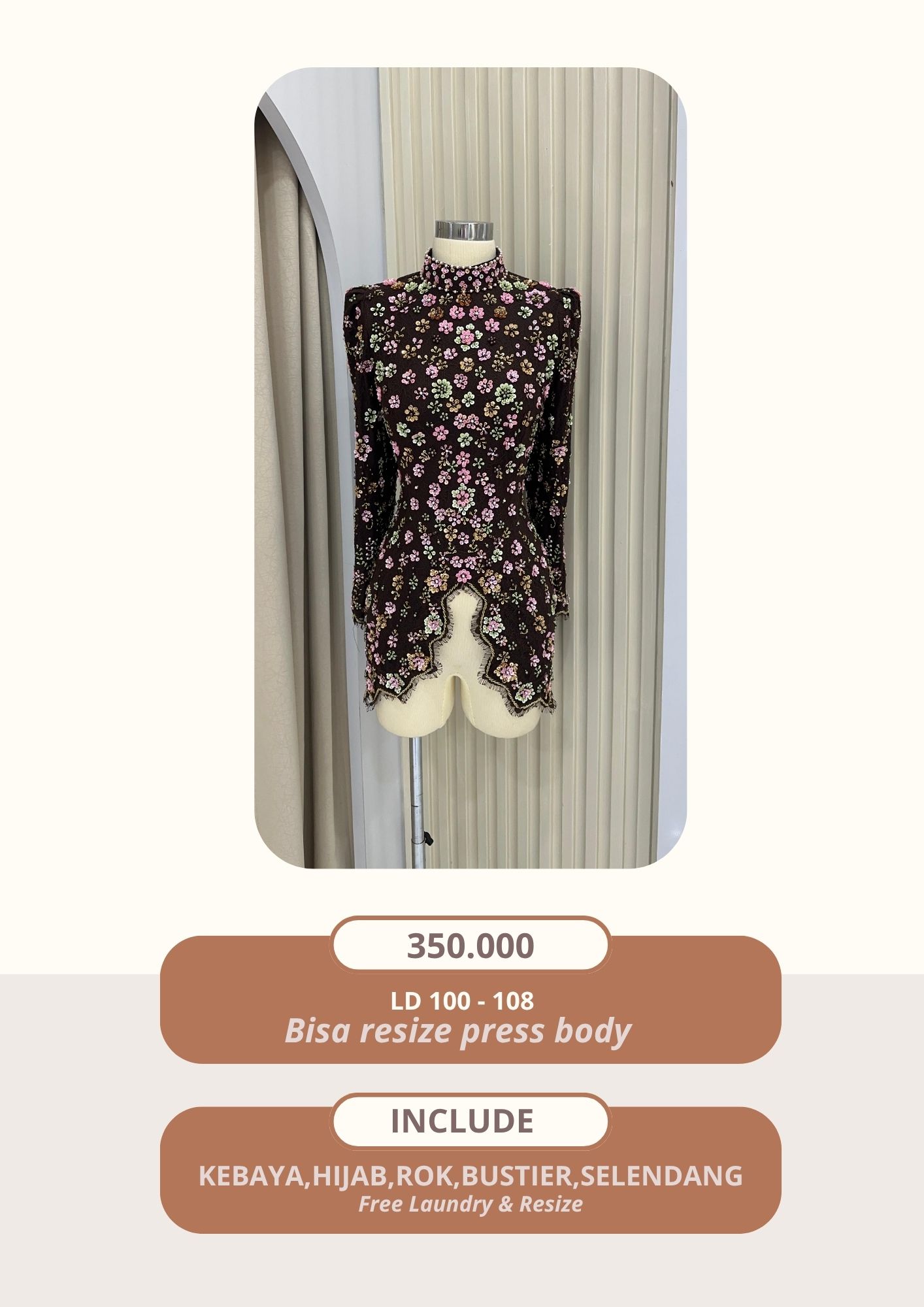 Kebaya Ardena Coklat matcha