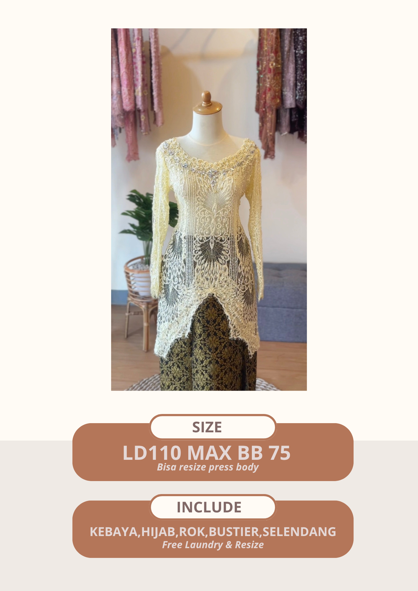 Kebaya Selfia Soft yellow (non hijab/hijab)