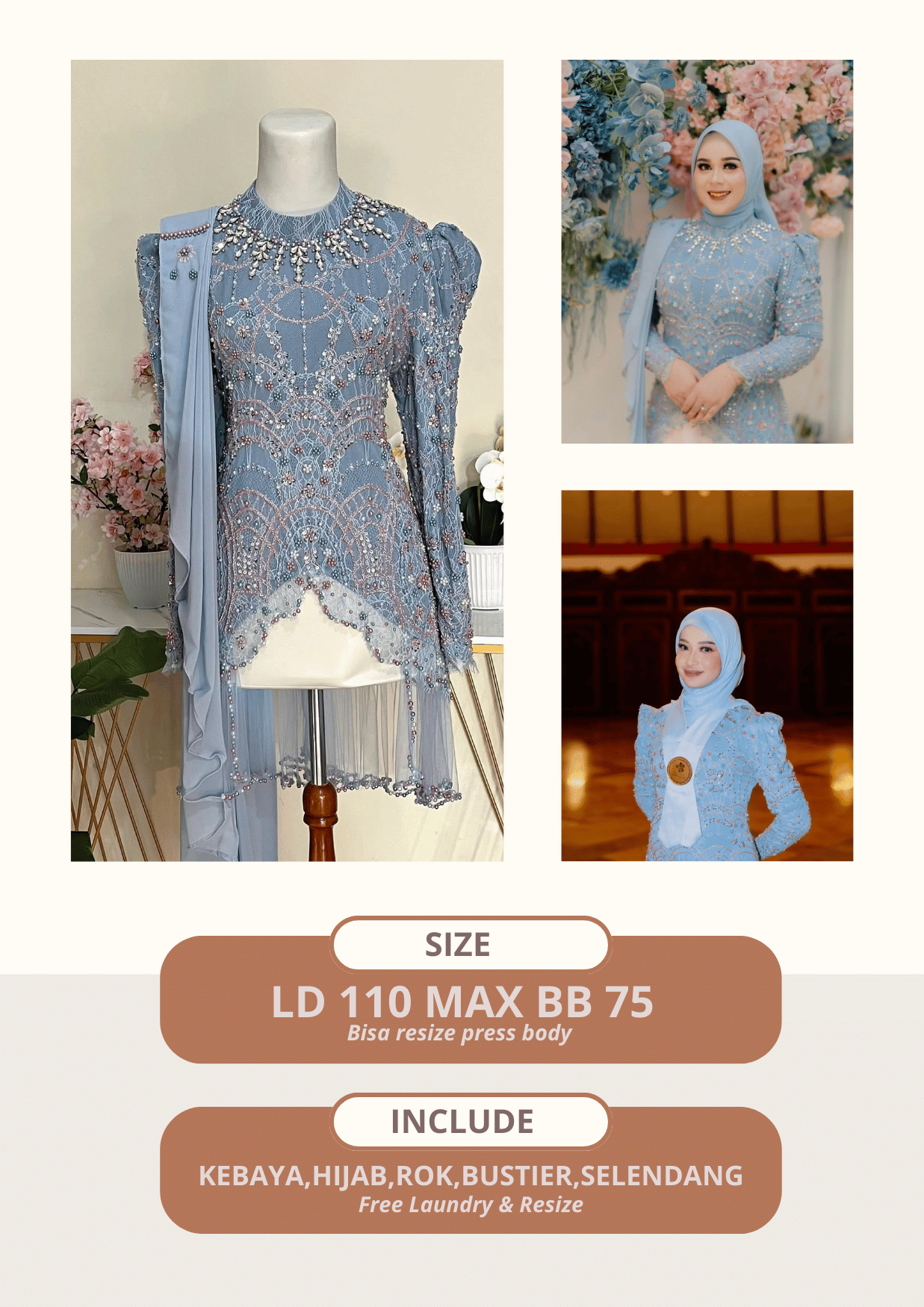 Kebaya Lunara Ice Blue