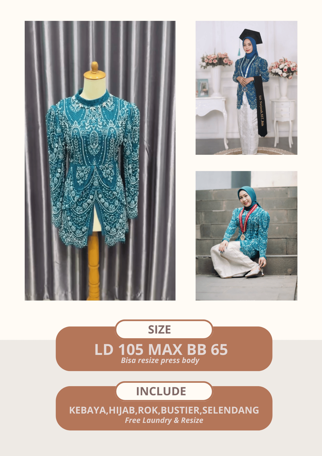 Kebaya Inaya Emerald Blue