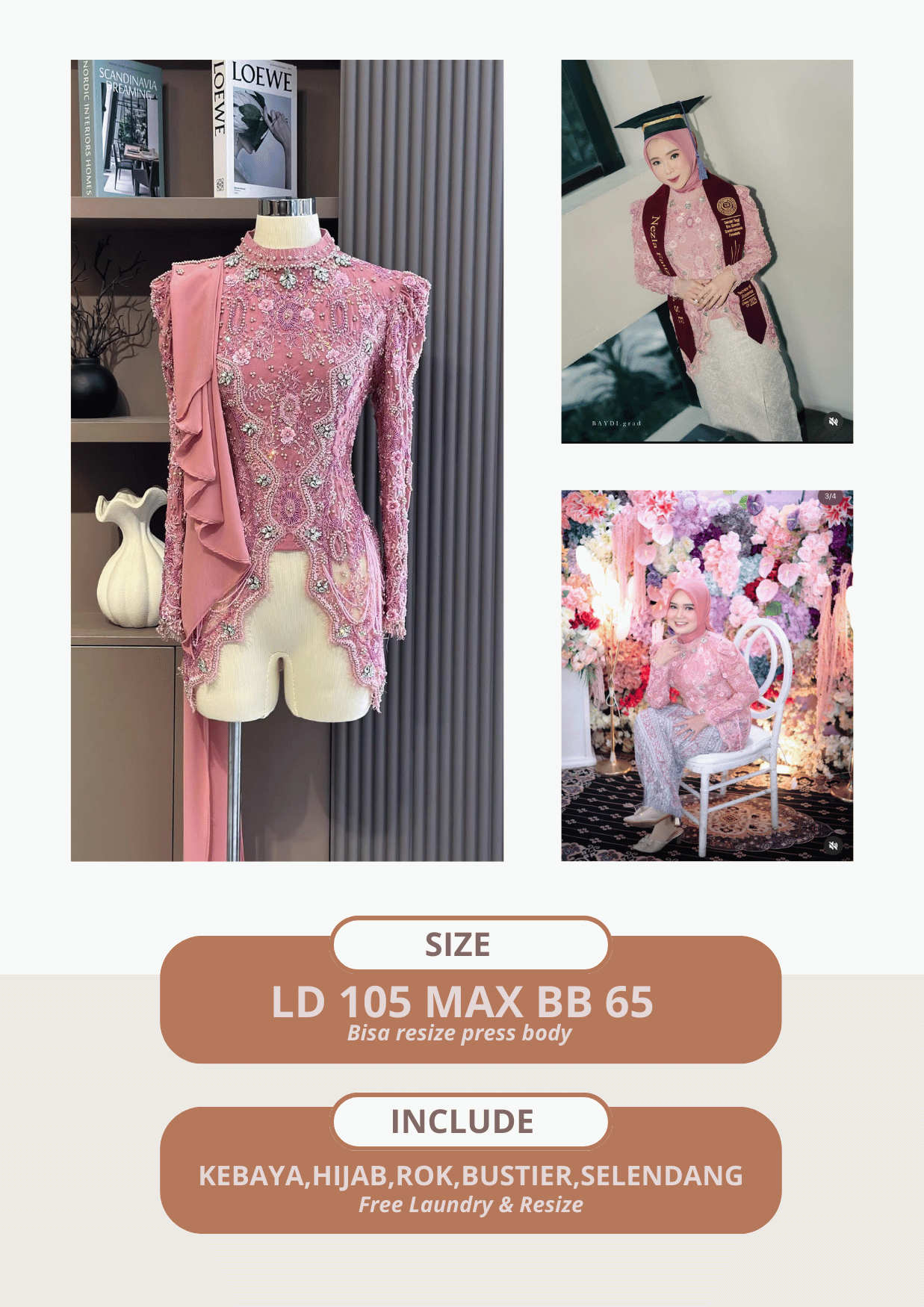 Kebaya Anandini Pink Rose