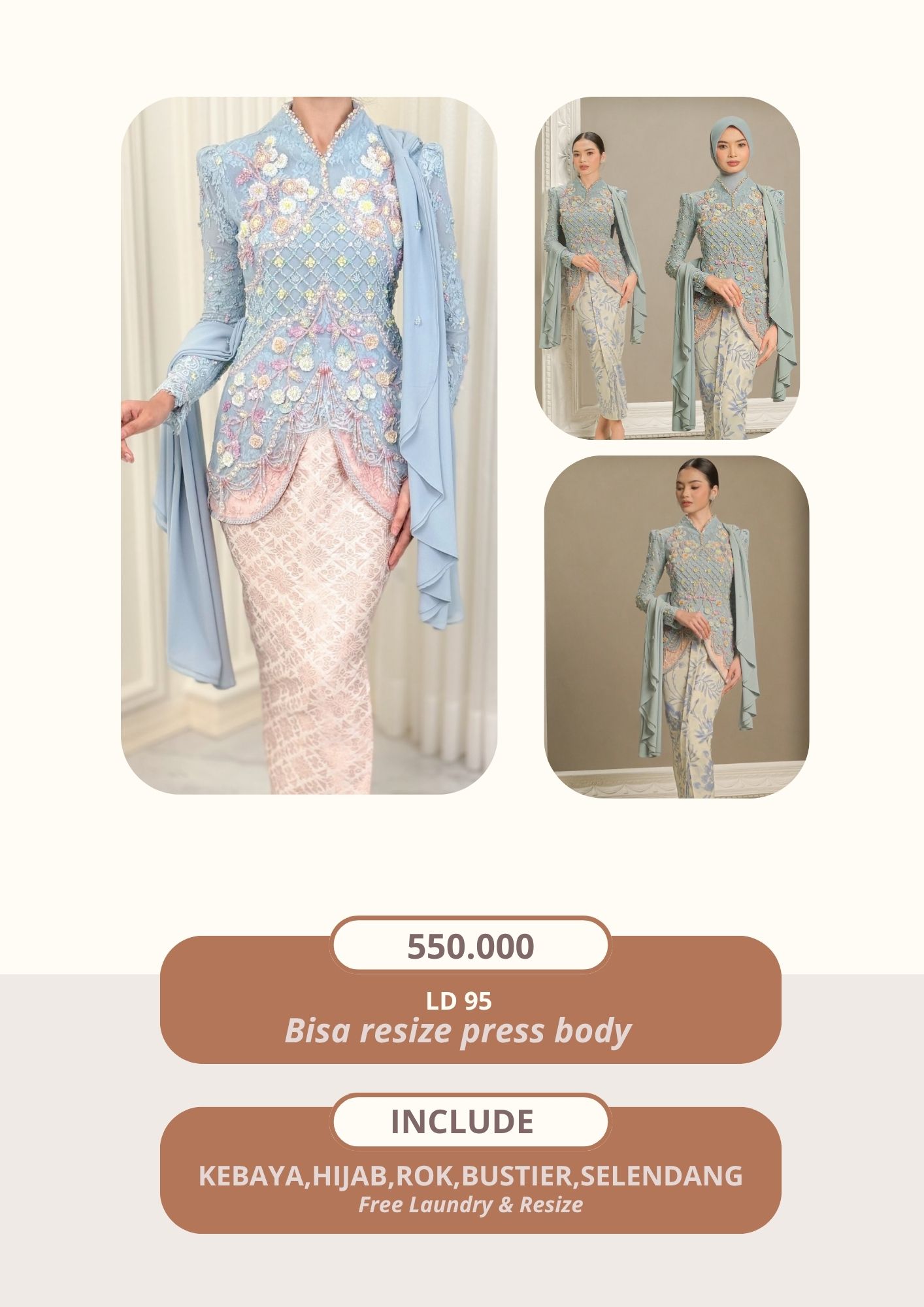 Ivory studio | madeline delbrel in ice blue (ROK TIDAK SAMA DENGAN FOTO)