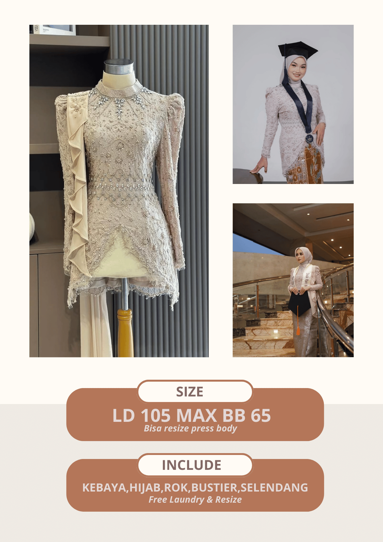 Kebaya Fujina Nude Cream