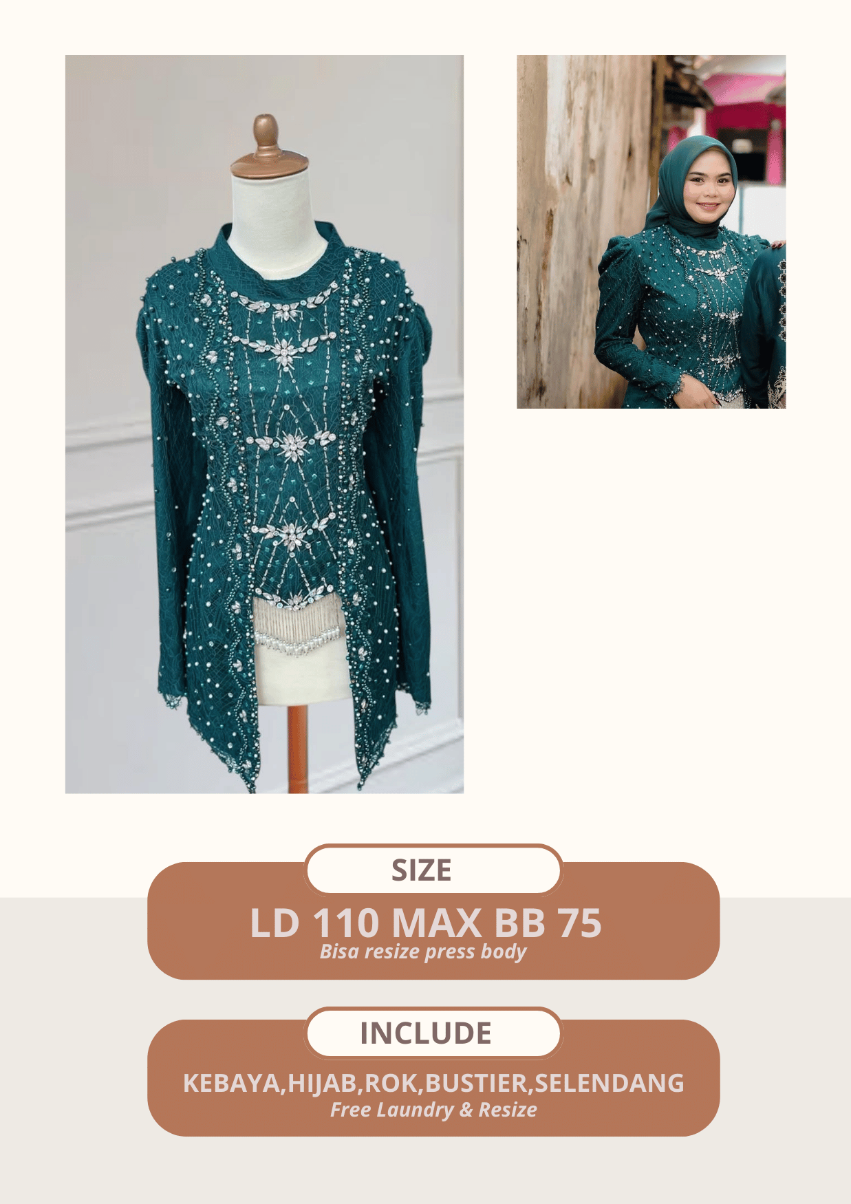 Kebaya Delia Emerald Green