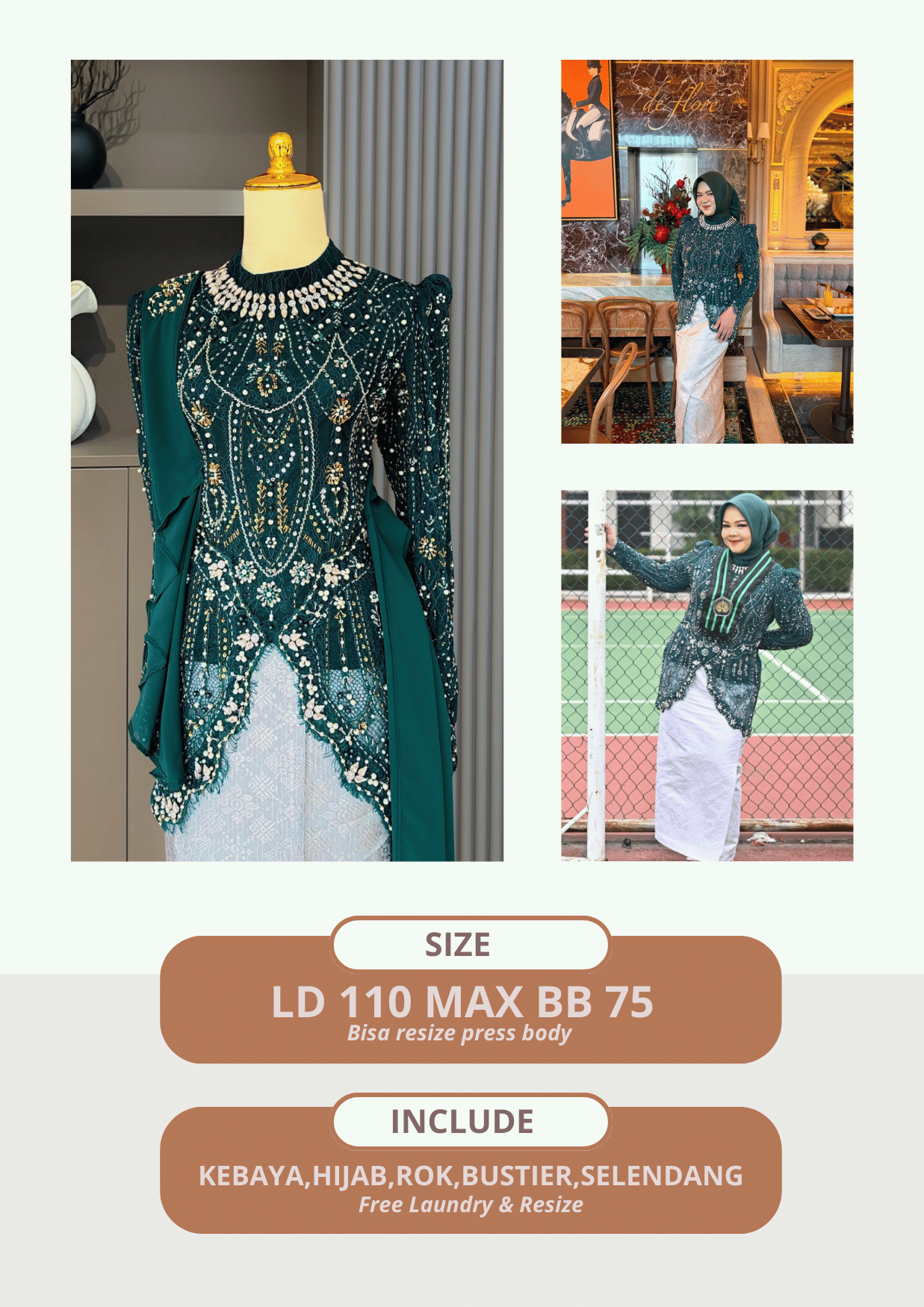 Kebaya Steve Emerald Green