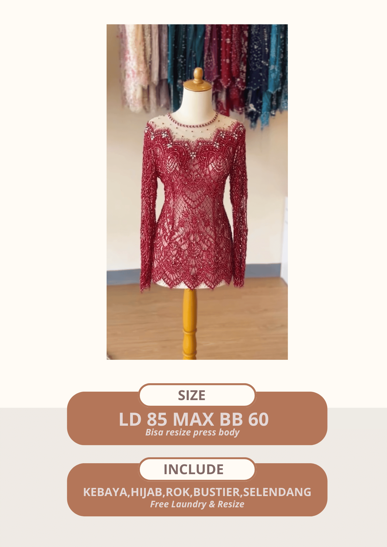 Kebaya Vinca Maroon
