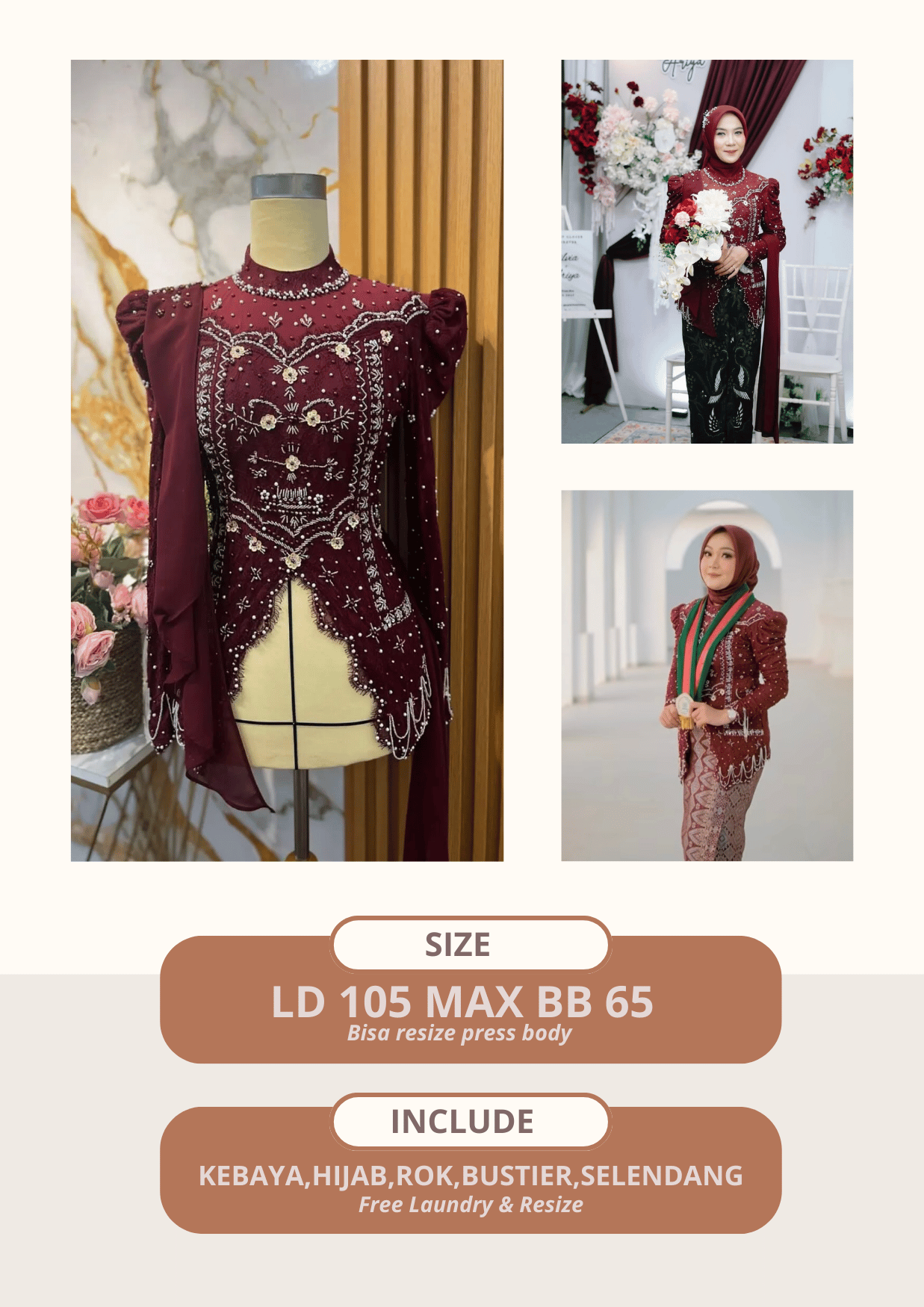 Kebaya Medina Maroon